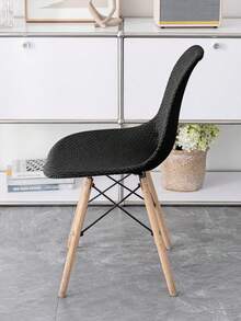 1 Or 4 Pieces, Abstract Plaid, Shell-Style Chair Cover, Full-Coverage Chair Cover, Home Essentials, All-Season Use, Durable, Stain-Proof, Cat-Scratch Resistant, Thickened, Dustproof, Stretchy Chair Cover, Perfect For Living Room, Study, And More - Black - View 4