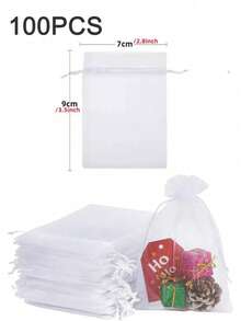 10-200pcs Organza Drawstring Pouches, Gift Bags Candy Jewelry Party Wedding Favor Bags Gift For Christmas Candy Wedding Birthday - Multicolor - View 25