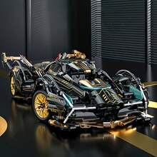 1 Set Limited Edition Supercar Model Kit, Stylish Black & Gold Color, DIY Mechanical Assembly, High-Quality ABS Plastic, Stackable Vehicles, Building Blocks Set, Model Making, Youth Car Toy, 800+ Pieces - Multicolor - View 5