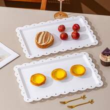 4/3/2/1pc European Rectangular Cupcake Snack Fruit Tray Cake Dessert Plastic Display Tray Multifunctional Household Fruit Food Display Tray Cupcake Display Rack Thanksgiving Wedding Birthday Party Desktop Decoration Tray Kitchen Tools - Multicolor - View 4