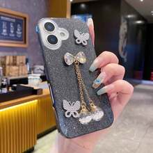 独特许愿瓶 + 2 个蝴蝶亮片手机壳，兼容 Apple 17 Pro Max/15 Pro Max/14 Pro Max/13 Pro Max/12 Pro Max/11 Pro Max/XS Max/7/8 Plus、Galaxy S25/S22/S23/S24+、A04/A05/A14/A15/A24/A25/A34/A54、13C+、 G、Note 13C/12/11 Pro - 黑色 - 查看 3