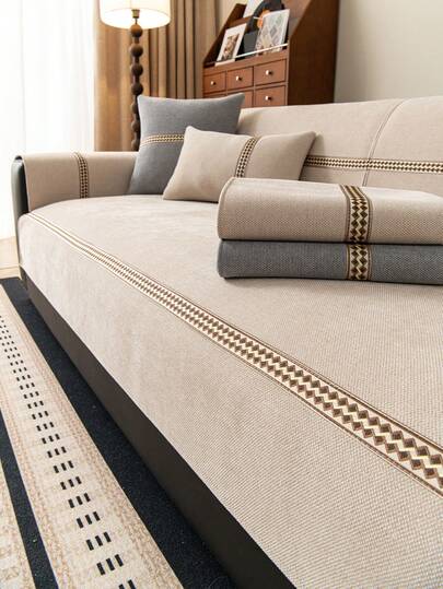 1 chiếc vỏ đệm sofa màu trơn, chất liệu giả lanh, kiểu dáng tối giản cổ điển, thân thiện với thú cưng, chống trơn trượt, phù hợp cho mọi mùa, phù hợp với trang trí phòng, ghế văn phòng, ghế cạnh cửa sổ, sofa 1/2/3/4/5 chỗ ngồi và sofa góc, có thể giặt máy.