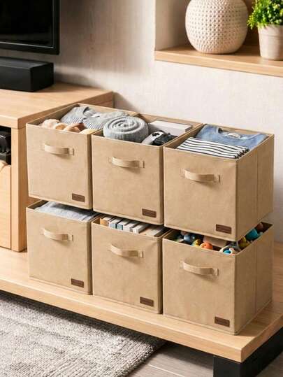 Foldable Storage Box 30x30x30 Cm – Minimalist Fabric Organizer Bin With Handles – Closet, Shelf & Home Storage