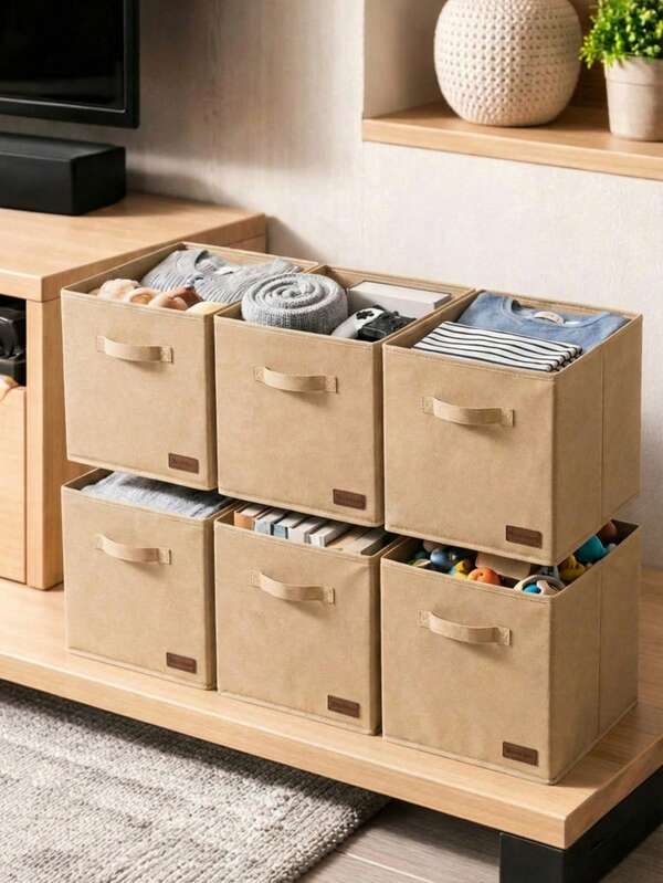Foldable Storage Box 30x30x30 Cm – Minimalist Fabric Organizer Bin With Handles – Closet, Shelf & Home Storage