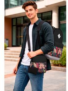 Shendy Vendy Backpack With Large Capacity, 5-Piece Set Fashionable Cool Youth Backpack Pencil Case Laptop School Student - MOD220 Negro2 - 查看 4