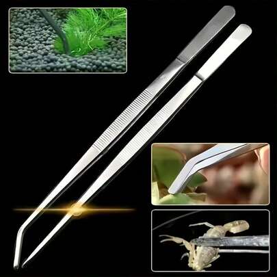 Bộ 2 nhíp cán dài (20cm/7.87in) chính xác - Đầu kép thẳng và cong, bền chắc, sử dụng lâu dài, dụng cụ cầm tay chính xác. Thích hợp cho làm vườn, gia đình, văn phòng, nghệ thuật và công việc phòng thí nghiệm, lý tưởng cho các chuyên gia và những người đam mê thủ công.