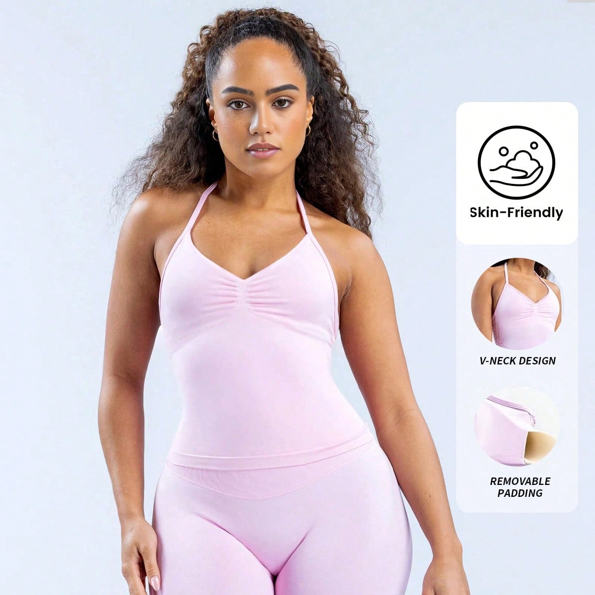 Top deportivo de yoga sin costuras para mujer, top de entrenamiento sin mangas elástico y transpirable, ajuste ceñido de moda estética para gimnasi