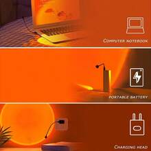 7-Color USB Sunset Lamp, Romantic Rainbow Projection Night Light, Dimmable LED Mood Light For Bedroom/Living Room, Creative Floor/Wall Mounted Sunshine Lamp For Photography, Party, Home Decor, Plug And Play, Ideal Gift For Girls - Multi-color light - View 8