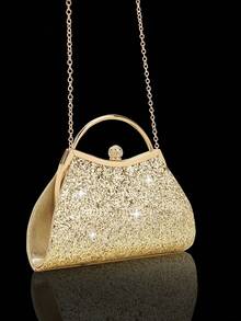 闪亮奢华女士晚宴包，优雅亮片派对包，镶钻手提包，时尚新娘婚礼包，配有闪亮水钻首饰三件套，适合女性参加派对、晚宴、婚礼、舞会、聚会和其他场合。 - 香檳色 - 查看 5