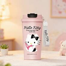 Miniso 三丽鸥 Hello Kitty 系列 304 不锈钢咖啡旅行保温杯 520 毫升 17.59 盎司，黑白 KT / 阅读 KT 双款式可选，便携式挂绳两用防漏保温咖啡杯（1 个） - 彩色 - 查看 5