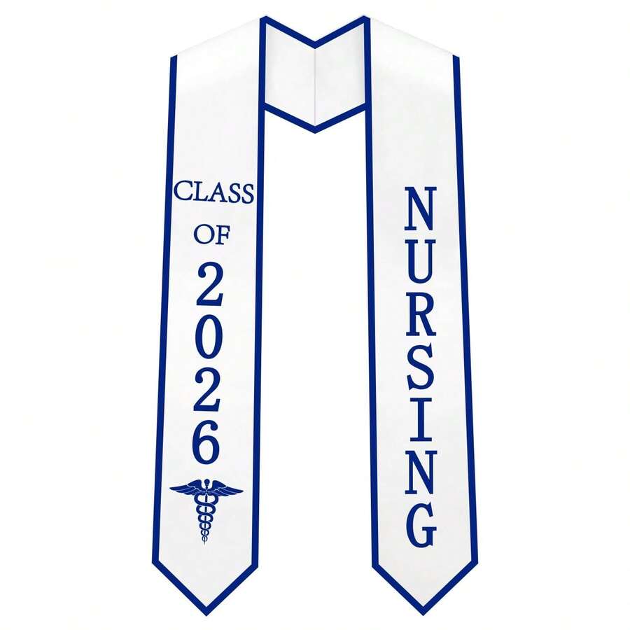 Nurse Graduation  Nurse Graduation Decorations Class Of 2026 Nursing Graduate Sash Premium Graduation For International Graduates-6.45"Width X 70.8"Length - Xanh & Trắng - Xem 1