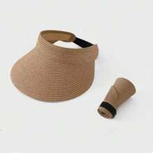 1pc Fashionable Straw Sun Hat For Women, Large Brim, Foldable & Rollable, Summer Beach UV Protection - Multicolor - View 11