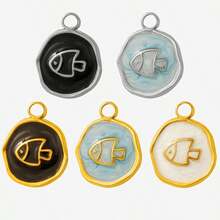 1pc/5pcs Cute & Fashionable Minimalist 304 Stainless Steel Vacuum Electroplated Drip Oil Ocean Series Jewelry Pendant Charm, Suitable For Bag Decoration, Handmade DIY Jewelry Making Necklace Bracelet Earring Accessories - S2086 - View 13