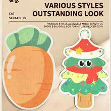 Tấm cào móng hình mèo hoạt hình mới, thảm cào móng chống rụng lông, đồ chơi cào móng treo tường cho mèo. - Một cỡ - Xem 2