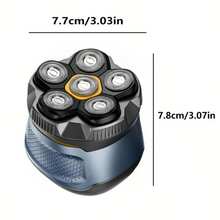 Electric Shaver, Electric Rotary Shaver-Magnetic Suspension 6-Blade Head, Bald Hair Clipper, Head And Face Shaving, Wet And Dry Shaver, USB Rechargeable, Washable, Travel/Business Trip Portable Hair Clipper, Perfect Men's Home And Travel Gift.1200 MAh Battery - 6D藍色 - 查看 8