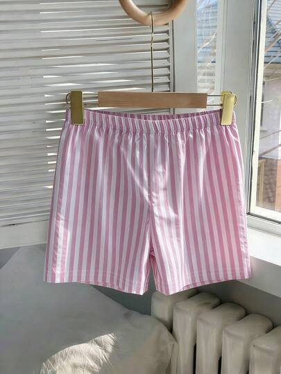 Shorts casuales a rayas para niñas, cintura elástica, tela suelta y cómoda, shorts suaves y transpirables, ideales para vacaciones de verano y uso diario