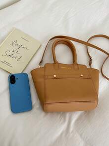 Minimalist Fashion New Rhombus Handbag, Commuter Elegant Shoulder Bag With Inner Pouch - Khaki - View 4