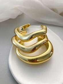 1 pieza Brazalete vintage de concha dorada, minimalista y elegante, estilo de niña dulce, versátil - Dorado - Ver 5