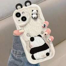 熊猫元素新奇硅胶手机壳，3D熊猫液态硅胶材质，防震设计，适用于 17/17 Air/17 Pro/17 Pro Max/16/16 Pro Max/15 Pro Max/13，生日礼物，春季生日礼物 - 彩色 - 查看 1