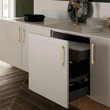 Bộ 5 tay nắm tủ bếp màu vàng mờ tối giản, tay nắm ngăn kéo tủ bếp bằng hợp kim nhôm nguyên khối, phụ kiện nội thất kèm ốc vít. - Vàng - Xem 6