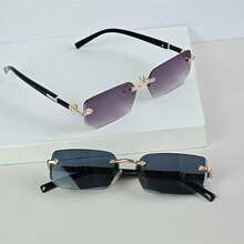 2pcs Frameless Metal Decorative Glasses, Best Gift Choice. Fashion Classic Accessory, High Quality, Suitable For Men In Multiple Occasions - Multicolor - View 4