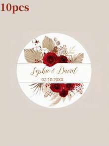 5/10pcs Customizable Round Stickers, Can Customize Name, Date, Wedding, Thank You Stickers, Round Wedding Personalized Stickers Suitable For Christening, Party And Wedding Decoration - Multicolor - View 11