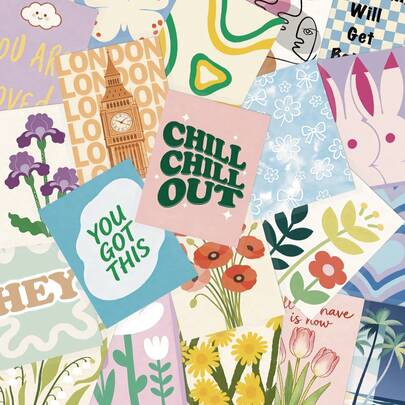 50 Stück dänische rosa Aufkleber für Sammelalbum, Koffer, Laptop Organizer, Raumdekoration, Schreibtischzubehör DIY transparente Aufkleber