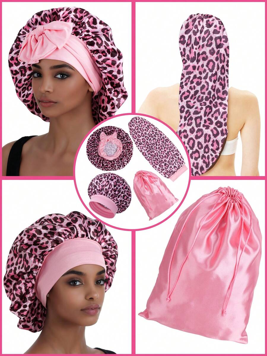 豹纹波西米亚风涤纶纤维围巾，夏季，沙滩，帽子 - A - 查看 1