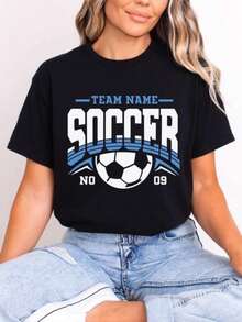 1pc Custom Soccer Shirt, Personalized Soccer Shirt, Soccer Team Name Shirt, Soccer Shirt, Game Day Shirt, Soccer Mom Shirt, Football Shirt - màu đen - Xem 3