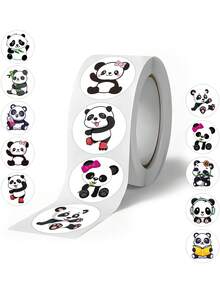 500 piezas/Rollo Pegatinas de Panda de Dibujos Animados Lindas, Decoración para Regalos/Planificador/Cinta/Fiesta/Pastel/Papelería Doodle Pegatinas Suministros para Scrapbooking - Dibujos animados - Ver 1