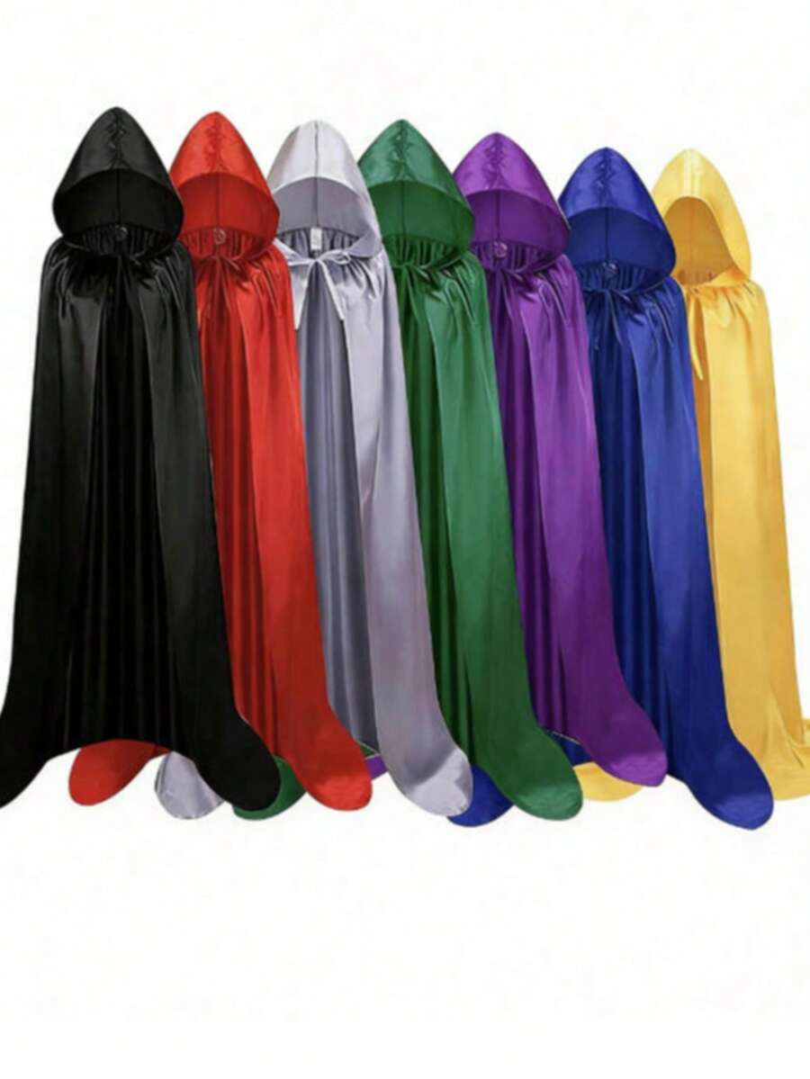 Capa de Halloween para adultos de 110cm/130cm/150cm/170cm, capa de muerte de tela colorida, túnica de mago, capa de mago medieval, accesorio de disfraz para discoteca y bar, accesorio de disfraz festivo, capa negra - multicolor - Ver 1