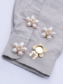 1/2/4pcs 30mm Elegant Crystal Rhinestone Faux Pearl Button Covers, Detachable Snap Button Caps, Fashion Crystal Buttons Suitable For Clothing, Dresses, Suits, Shirts And Other Accessories, With Pliers - Multicolor - View 13