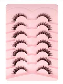 7 Pairs 5-12mm Natural Criss-Cross Transparent Stem False Eyelashes, Suitable For Parties, Festivals, Etc. - Black - View 4