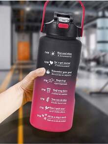 3件套双盖吸管杯，户外家用运动水壶，容量300/800/2000毫升，塑料渐变色保温杯 - 黑紅漸變 - 查看 11