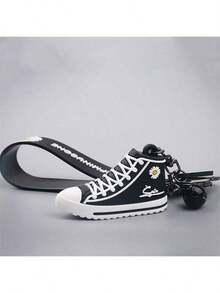1pc Creative Daisy Keychain Pendant, Canvas Shoes Cartoon Doll Bag Charm, Korean Style Gift - Multicolor - View 3