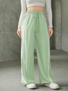 A&DD MODA, REF: ADD8823, Women's Elastic Pants, Casual, Wide, Breathable, Fine Silk, Icy, Light, Comfortable, Casual, Elegant, Modern, Stylish, Premium Quality, All Day Comfort, Perfect For Summer, Soft Touch, Freshness, Ideal For Heat. - 薄荷綠 - 查看 4