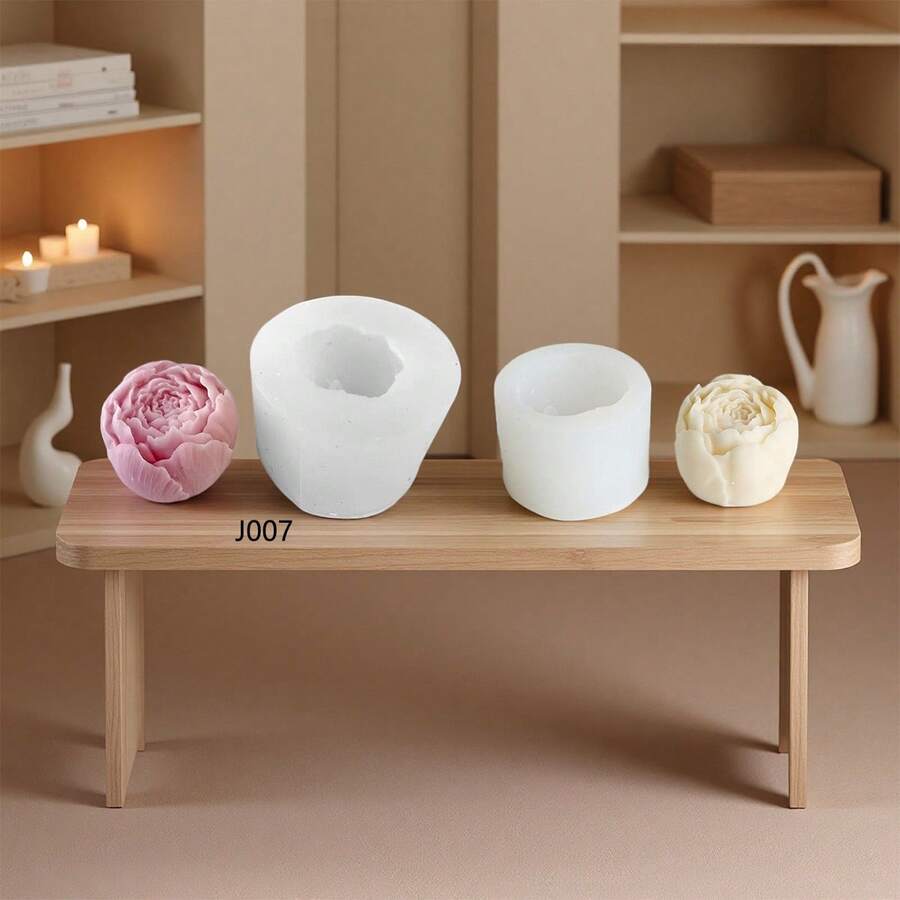 花朵香薰蜡烛硅胶模具 DIY玫瑰花硅胶模具 手工皂扩香器石树脂模具 - 白色 - 查看 1