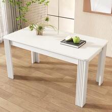 Dining Table, Modern Dining Table, Sturdy Dining Table, Four-Legged Table, Oak Table, Rectangular Dining Table, Coffee/Casual Table, Modern And Minimalist Dining Table, White [Shipping Ref: Wf312300aaw] - White - View 3