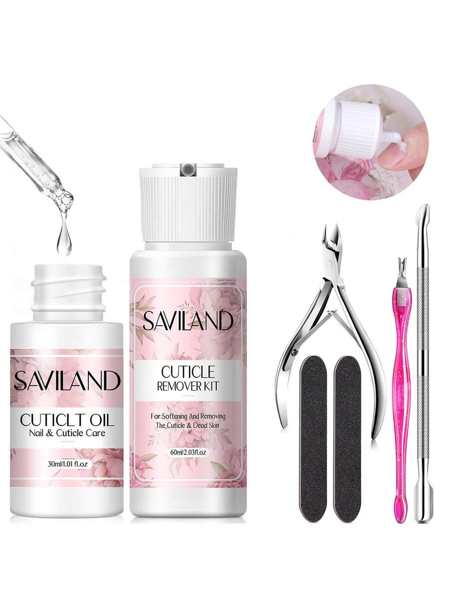 SAVILAND 1.01 Oz Nail Care Set, Includes Nail Conditioner, Nail Clipper, Softens And Moisturizes Cuticles, Professional Manicure & Pedicure Tools, Suitable For Home And Salon DIY Use - 1 Set - View 1