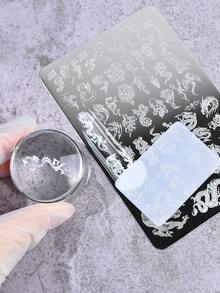 1pc Nail Art Printing Steel Plate, Stainless Steel Nail Stamping Template Tool - Silver - View 5