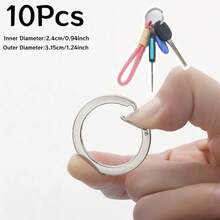 2pcs/5pcs/10pcs Minimalist Fashion Outdoor Spring Key Ring Open Loop, Polished Press-Button Key Carabiner, Suitable For Home, Car, Office Key Accessories - Multicolor - View 17