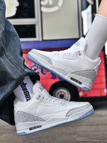 2026 Men's New Basketball Shoes, Outdoor Sports Shoes, Outdoor Daily Commuter Shoes, Running Shoes, Classic And Versatile Multi-Color Patchwork Design, Crackle Pattern Patchwork, Stylish, Versatile, Comfortable And Durable. - 白色 - 查看 2