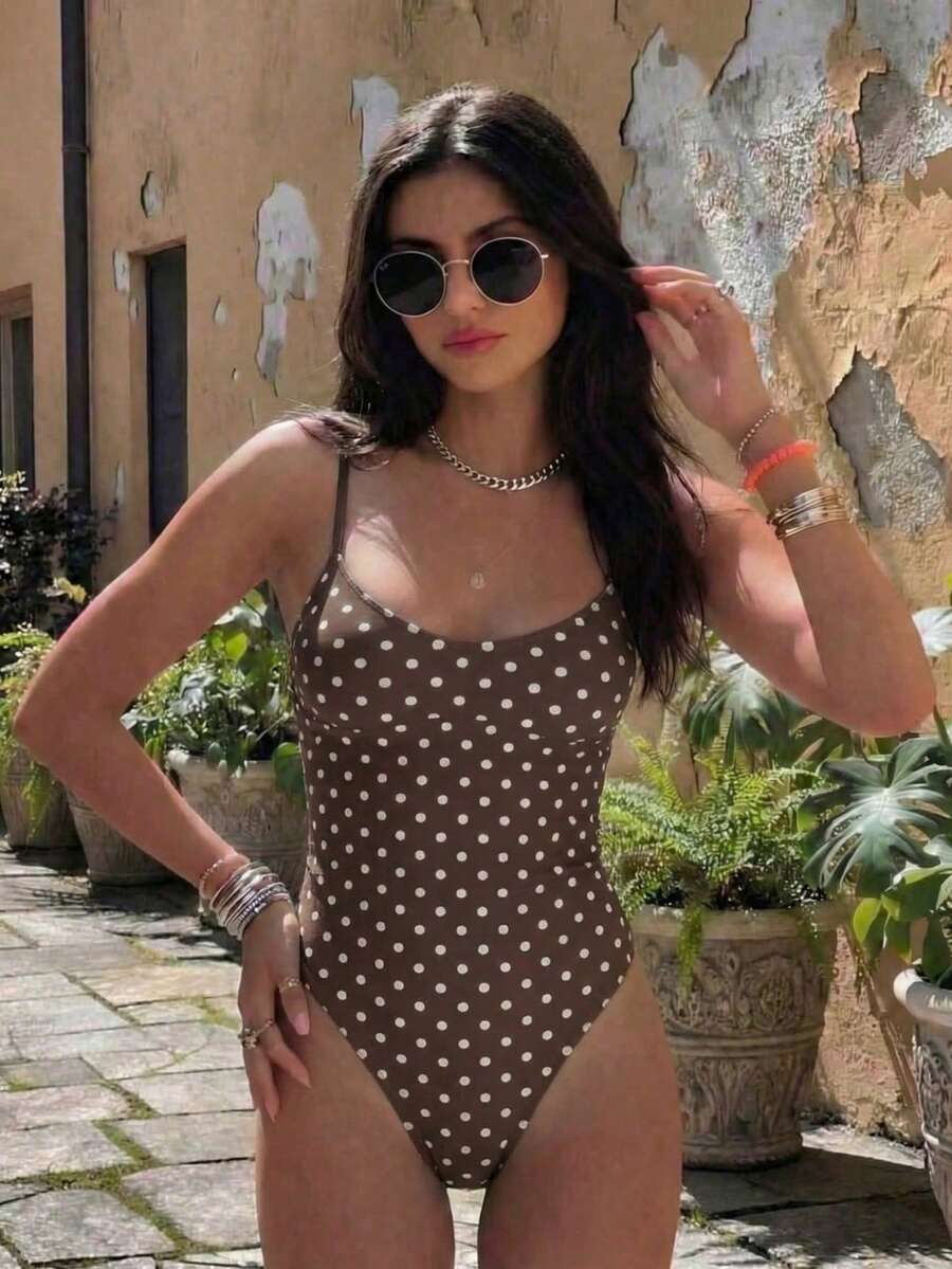 新款春夏黑白撞色露背连体泳衣，沙滩度假派对约会装 - 彩色 - 查看 1