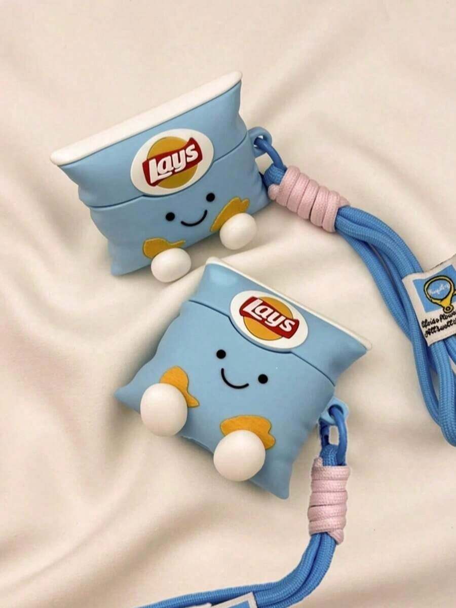 Cute Blue Potato Chip Style Case Compatible With 1 2 3 4 Pro 2022 2023 Wireless Earbuds Accessories - 藍色 - 查看 1