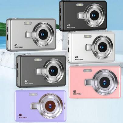 1개 초보자 및 학생용 CCD 디지털 카메라, 3.66인치 x 2.36인치, 레트로 디지털 카메라, 2.4인치 IPS 화면, 16배 줌 & 손떨림 방지, 오토포커스, HD 1080P 사진/동영상, 초보자 및 학생에게 완벽, 보조 조명 포함, 650mAh 충전식 배터리, USB Type-C 충전 케이블, 카드 리더기, 카메라 랜야드, 남녀 아이들의 휴일 및 생일 선물, 사용이 쉬운 비전문가용 카메라