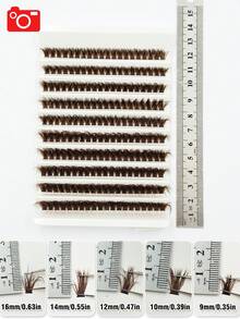 200pcs D-Curl Thick Brown Individual False Eyelashes, 80D Curl, 9-16mm Mixed Length, Fluffy & Natural, Soft & Lightweight, DIY Eyelash Extension, Suitable For Daily, Party, Music Festival, Reusable, Create Exquisite Makeup - D - View 10
