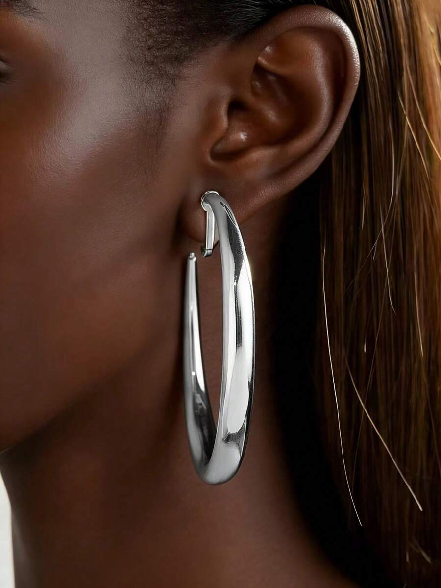 1 Pair Non-Pierced C-Shaped Ear Clips Suitable For Daily Wear - Silver - View 1