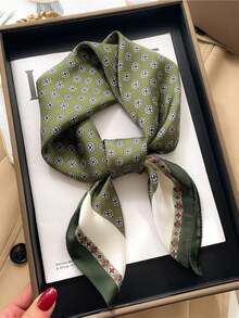 1pc Unisex Scarf, Square Headband, Headwrap, Shawl, Neck Scarf, Bandana, For Women,Holiday,Travel - Dark Green - View 1