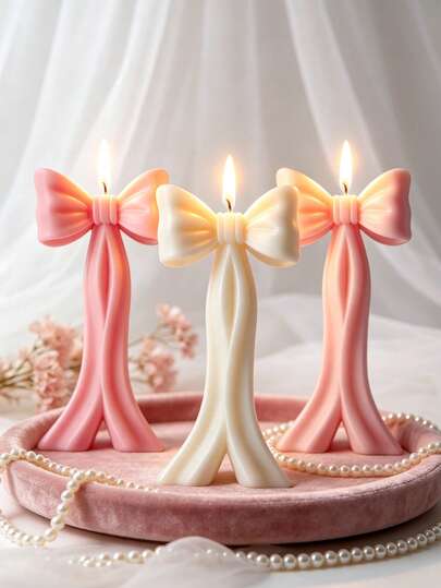 1pc Bow Scented Candle Gift | New Long Bow Candle, Handmade Soy Wax Creative Decorative Candle For Home Decoration, High-End Ornament, Photo Props, Gift For Woman, Wedding & Festival Party Favors Candles