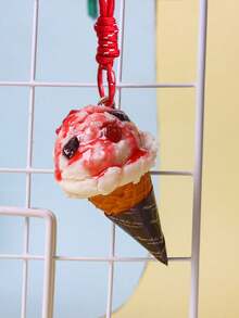 1pc Simulation Ice Cream Keychain Creative Food Key Chains For Girls Cute Imitation Sundae Dessert Cup Bag Pendants Key Ring Gift - Bags - View 12